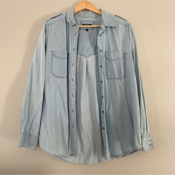Express Light Wash Lightweight Denim Jacket Casual Blue Streetwear Large - Picture 1 of 4